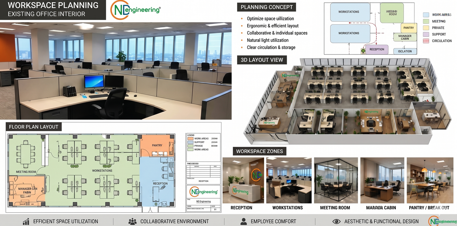 Workspace planning services in Kolkata for efficient office layouts by CND Engineering